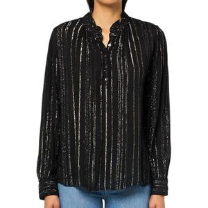 Velvet Graham & Spencer Women's Size XS Lolita Metallic Striped Black Blouse NEW